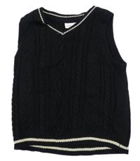 Černá pletená vesta s proužkem S. Oliver