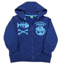 Tmavomodrá propínací mikina s obrázky a kapucí Kiki&Koko