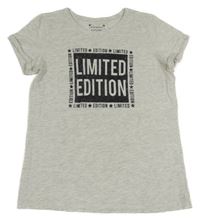 Bílo-šedé melírované tričko s nápisem Primark