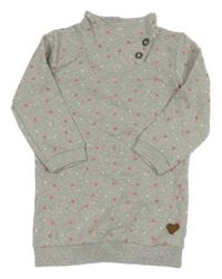 Světlešedé puntíkaté teplákové šaty se srdíčky Topomini