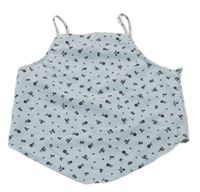 Šedomodrý crop top s kytičkami H&M