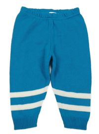 Petrolejovo-bílé pletené tepláky Babyhug