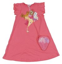 Nové - 2 set - tmavorůžové bavlněné šaty se zmrzlinou + tmavorůžová kabelka ve tvaru zmrzliny Mayoral