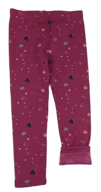 Vínové zateplené legíny se srdíčky 