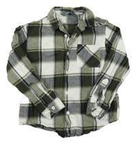 Bílo-khaki-černá kostkovaná košile Primark