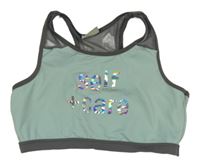 Světlemodro-šedý sportovní crop top s nápisem LC Waikiki 