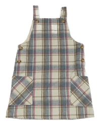 Modro-růžové vlněné kostkované šaty Primark
