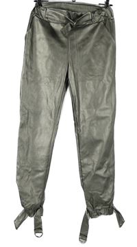 Dámské stříbrné kotníkové kalhoty s pásky Milady