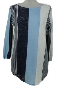 Dámský tmavomodro-modro-bílý pruhovaný lehký svetr Gerard