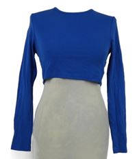 Dámské kobaltově modré crop triko Shein