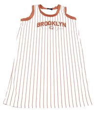 Bílo-růžové pruhované sportovní šaty s nápisy Ergeenomixx