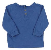 Modré žebrované triko s knoflíčky Matalan