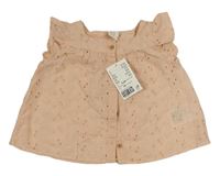 Světlerůžová vyšívaná halenka s kytičkami H&M