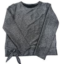 Černo-stříbrné triko s uzlem Primark