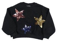 Černá crop oversized mikina s hvězdičkami z flitrů Nutmeg 