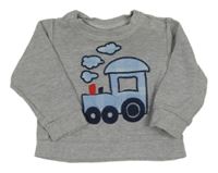 Šedá mikina s lokomotivou 