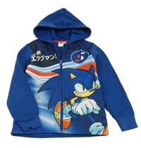 Modrá propínací mikina se Sonicem a kapucí