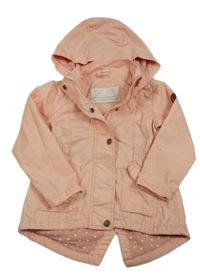 Světlerůžová plátěná jarní parka s kapucí Dopodopo