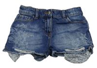 Tmavomodré riflové kraťasy s květinami Next