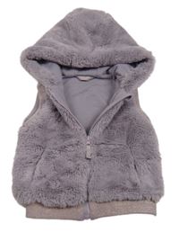 Pudrově fialová kožešinová podšitá vesta s kapucí Dunnes