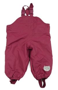 Vínové šusťákové laclové podšité kalhoty s kočičkou Tchibo