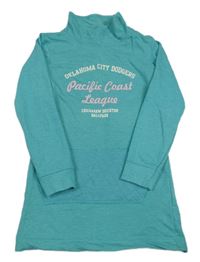 Modrozelené teplákové šaty s nápisem a komínovým límcem Alive