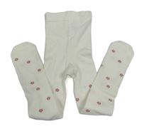 Bílé punčocháče s květy M&S