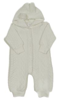 Bílá 3D vzorovaná kombinéza s kapucí 