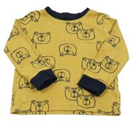 Hořčicové pyžamové triko s medvědy F&F