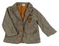 Hnědé melírované prošívané sako s nášivkou 