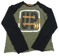 Khaki-černé triko s nápisem Yigga vel. 176