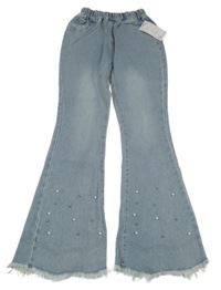 Nové - Světlemodré flare rifle s perlami 