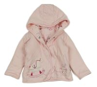 Světlerůžová zateplená propínací oboustranná mikina s králíkem a kapucí M&S