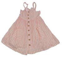 Bílo-růžové pruhované propínací šaty F&F