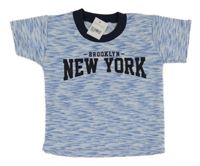 Nové - Bílo-modré žíhané tričko s nápisem 