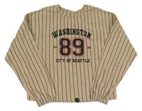 Béžovo-černá pruhovaná mikina s číslem 