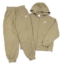 2 set - Béžová propínací mikina s kapucí + tepláky Nike