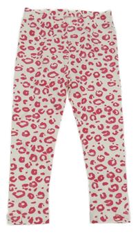 Bílo-tmavorůžové vzorované legíny George