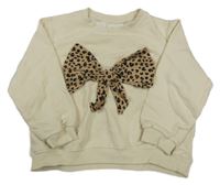 Světlebéžová mikina s leopardí mašlí H&M