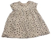 Béžovo-černé puntíkaté bavlněné šaty George