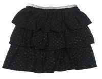 Černá šifonová vrstvená sukně s puntíky Primark