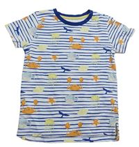 Bílo-modré proužkované tričko s mořskými živočichy Mothercare 