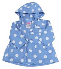 Modrá plátěná jarní parka s puntíky a kapucí Mothercare 