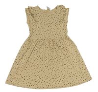 Béžové žebrované šaty se vzorem s volánky H&M