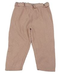 Světlerůžové pletené žebrované kalhoty s volánky Primark