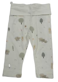 Bílé tepláky se stromečky a ovečkami H&M