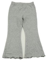 Šedé melírované úpletové zvonové kalhoty 