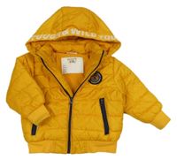Žlutá šusťáková prošívaná zimní bunda s kapucí Infinity