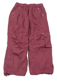Růžové plátěné podšité cargo kalhoty 
