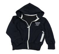 Tmavomodrá propínací mikina s kapucí Piccolino